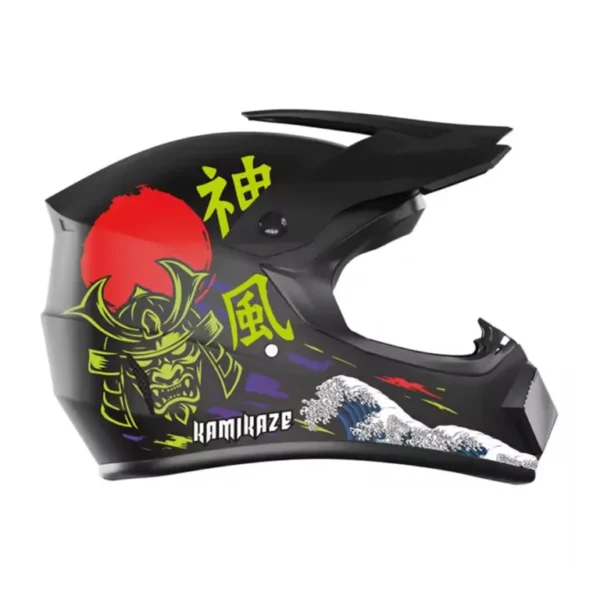 Casco Cross Kamikaze Samurai Wave Negro Mate