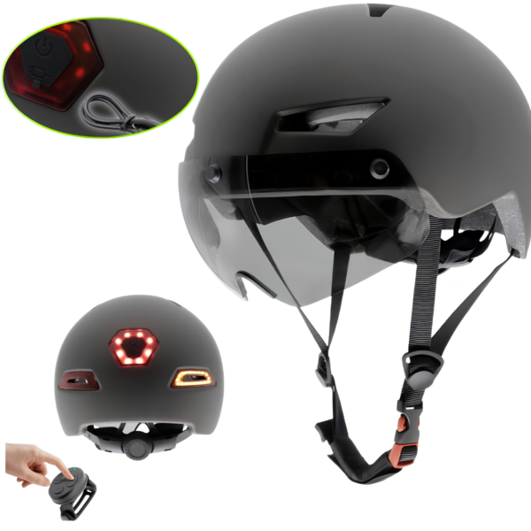 Casco con Intermitente y Visera Talla L